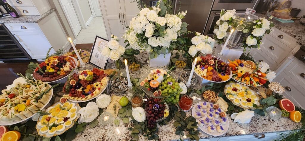 A grazing tablescape created for an event by Marycuterie of Kitchener-Waterloo and Elmira