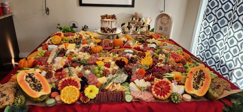 A grazing tablescape created for an event by Marycuterie of Kitchener-Waterloo and Elmira